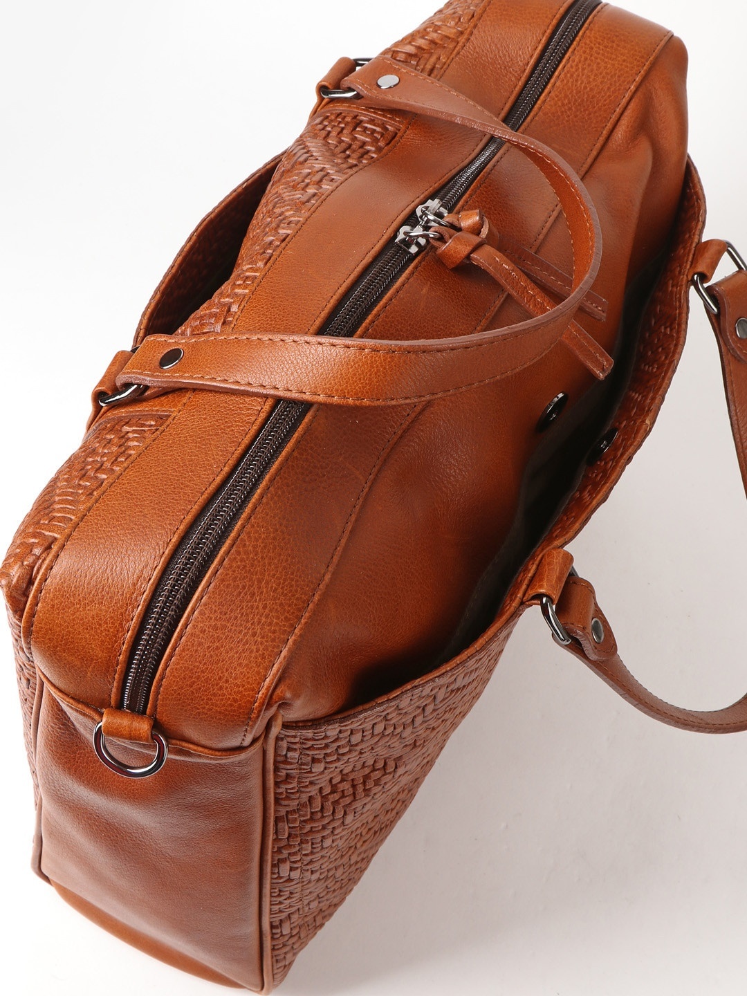 Фото Деловая сумка из натуральной плетеной кожи коньячного оттенка Деловые сумки (А4)