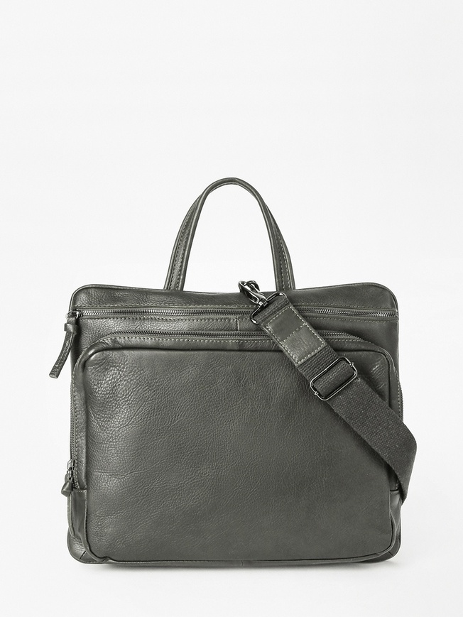 Мужская сумка для документов из мягкой кожи серого оттенка