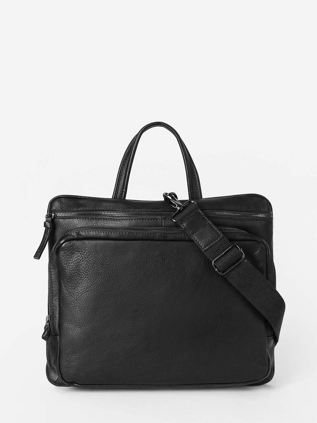 Фото Мужская сумка для документов из мягкой кожи черного цвета Деловые сумки (А4)