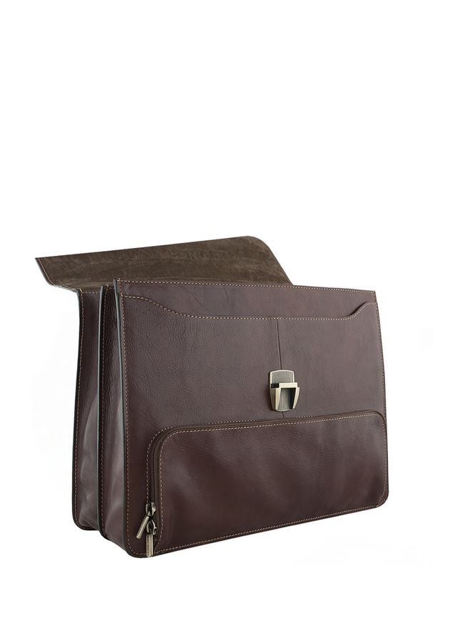 Мужской портфель из премиальной коричневой кожи 