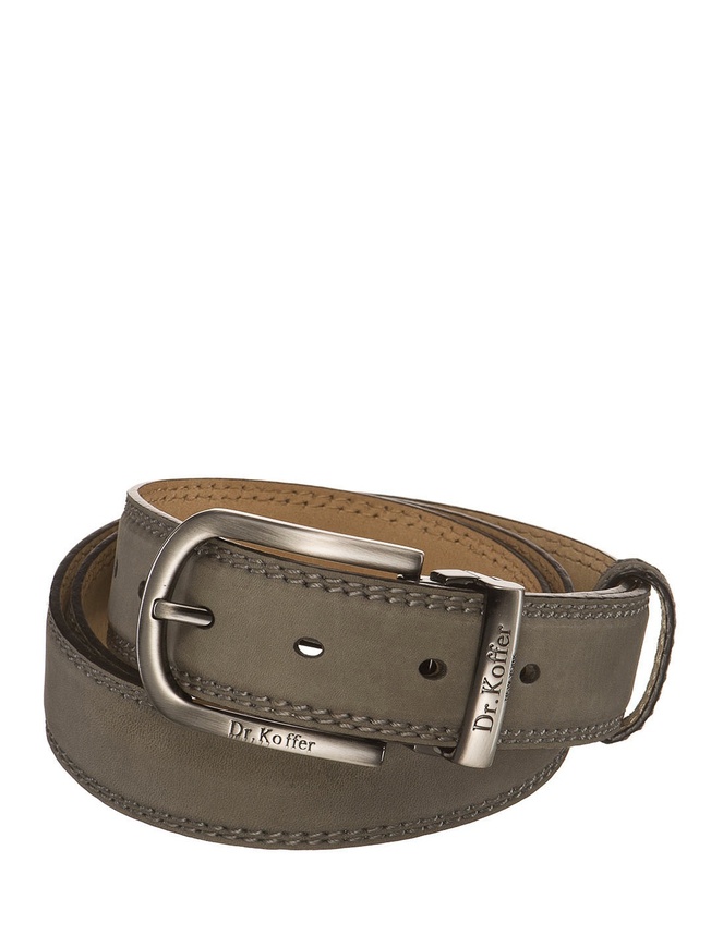 Стильный мужской ремень из плотного нубука с матовой пряжкой