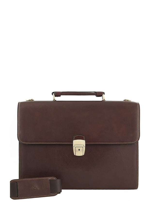 Мужской портфель из плотной черной кожи 