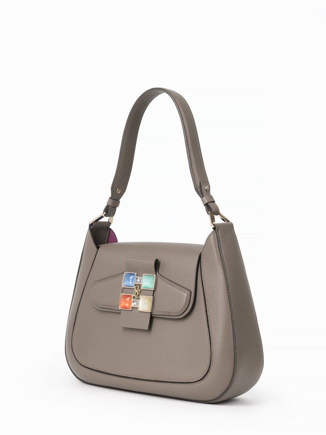 Женская сумка-трапеция из премиальной зернистой кожи