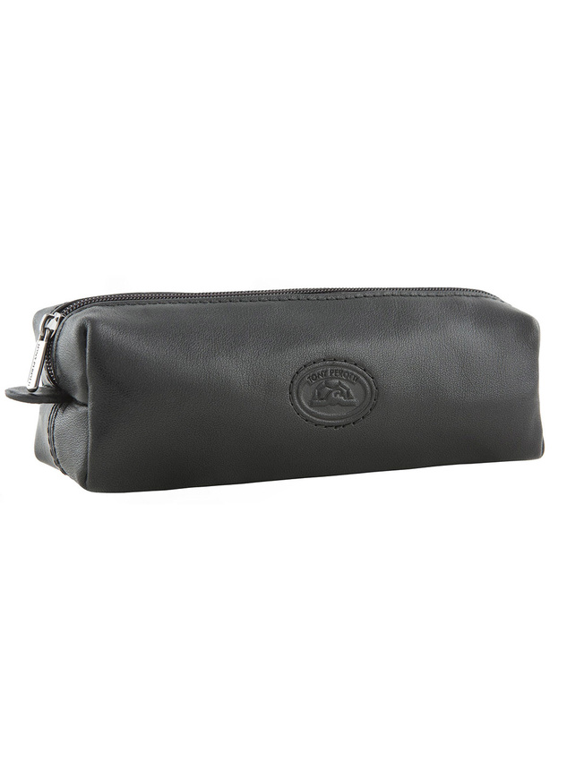 Черная кожаная ключница с двумя кольцами на цепочке