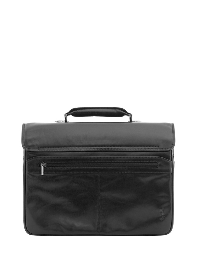 Мужской портфель из премиальной черной кожи 