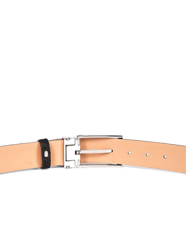 Стильный мужской ремень из натуральной кожи с узорным тиснением под рептилию