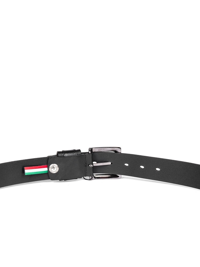 Эффектный мужской ремень на пояс из потной черной кожи с матовой пряжкой