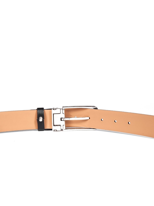 Мужской ремень на пояс из черной гладкой кожи с орнаментом 