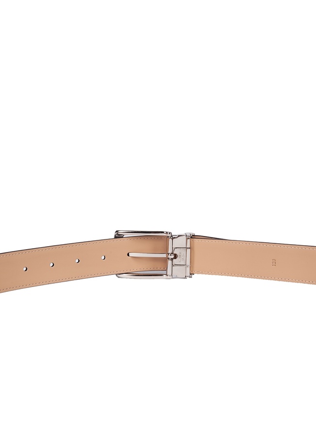 Мужской брючный ремень из плотной темно-синей кожи с хромированной пряжкой