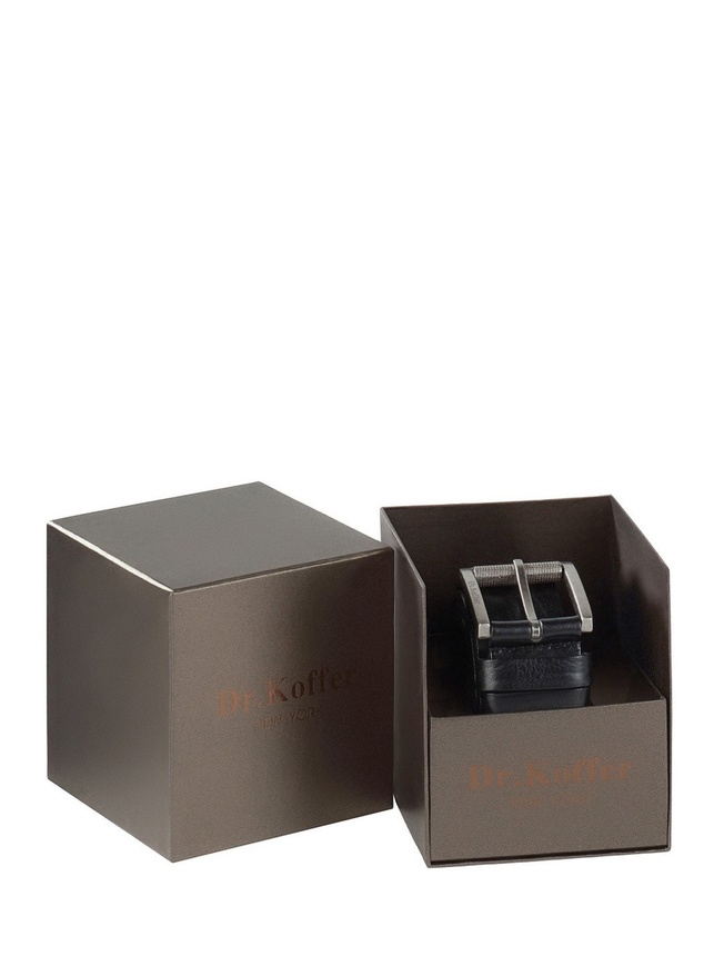 Классический мужской ремень из плотной кожи с валиком на матовой пряжке