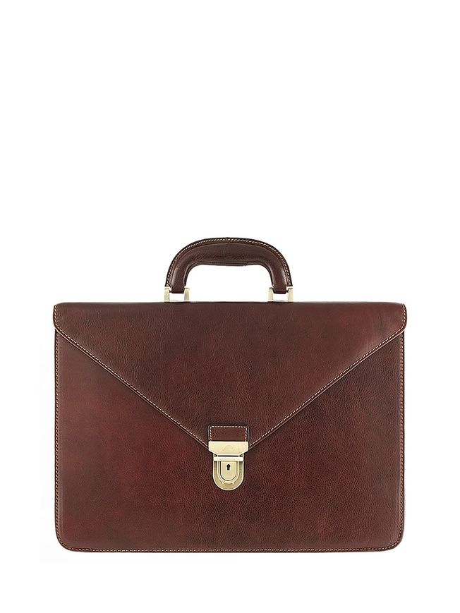 Портфель с жестким каркасом из натуральной кожи 