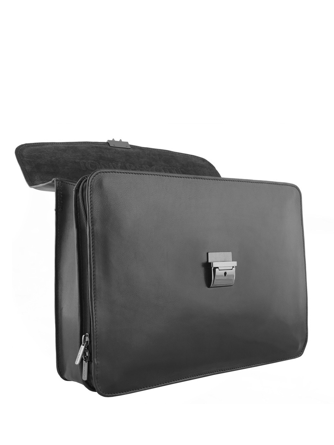 Фото Мужской портфель из плотной черной кожи 