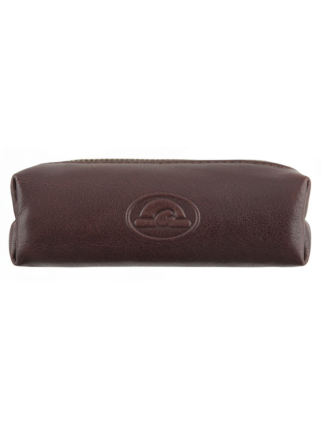 Коричнева кожаная ключница с одним кольцом внутри