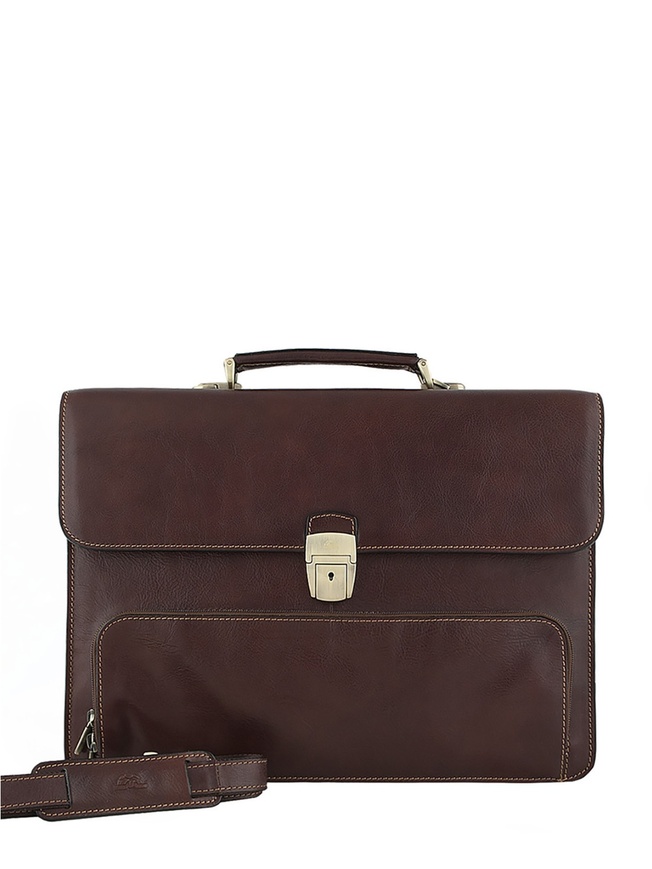 Мужской портфель из премиальной коричневой кожи 