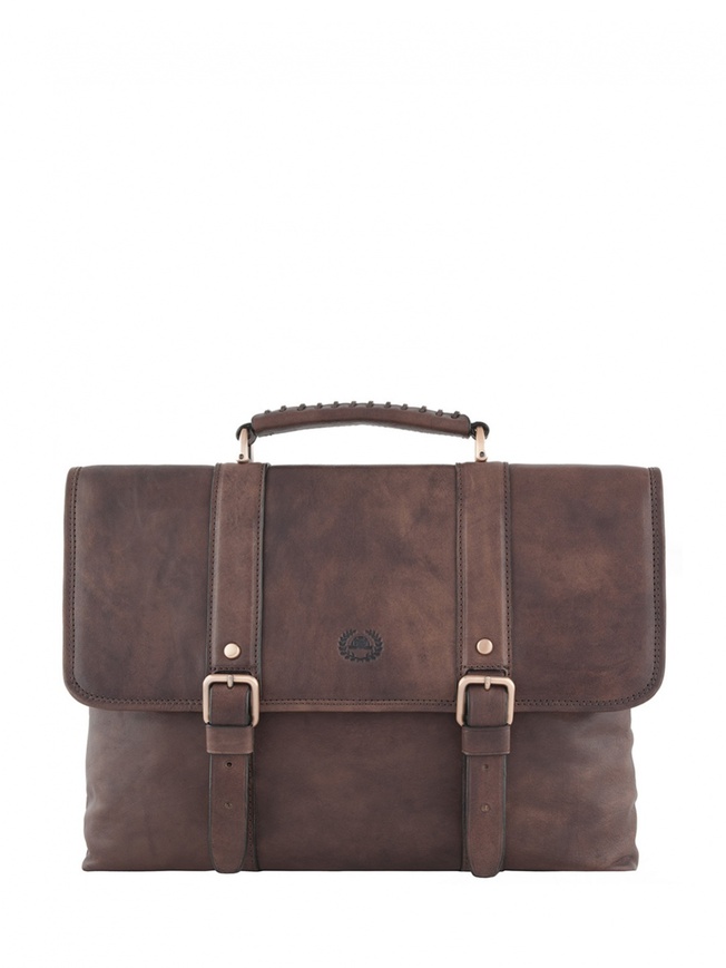 Мужской портфель из винтажной коричневой кожи 