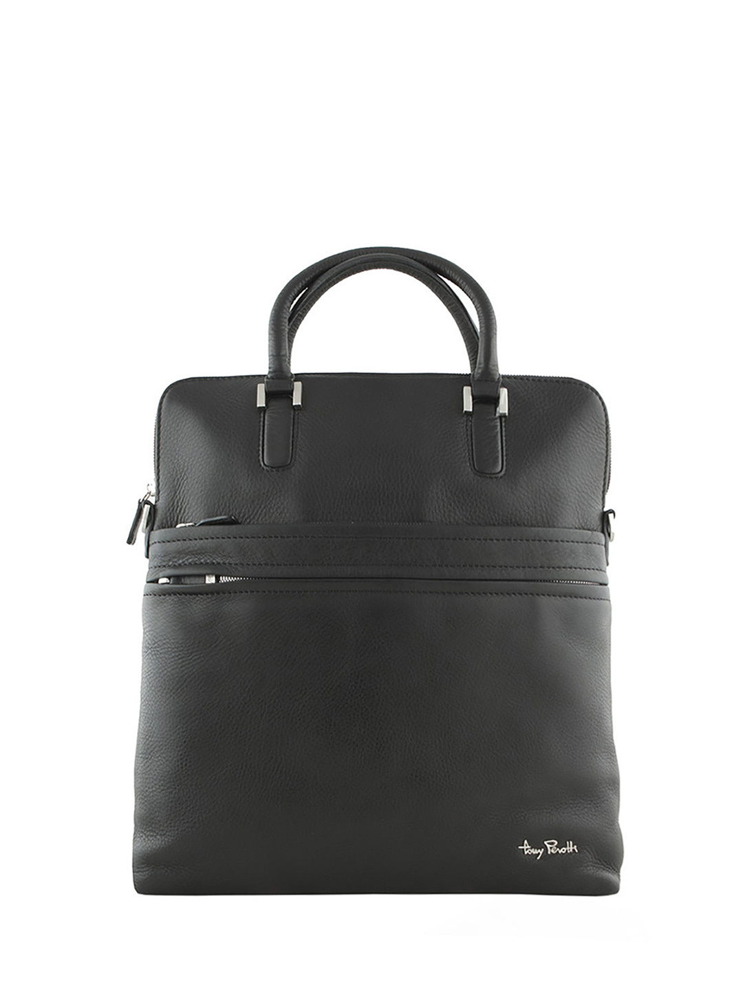 Фото Мужская деловая сумка из черной мягкой кожи коллекции 