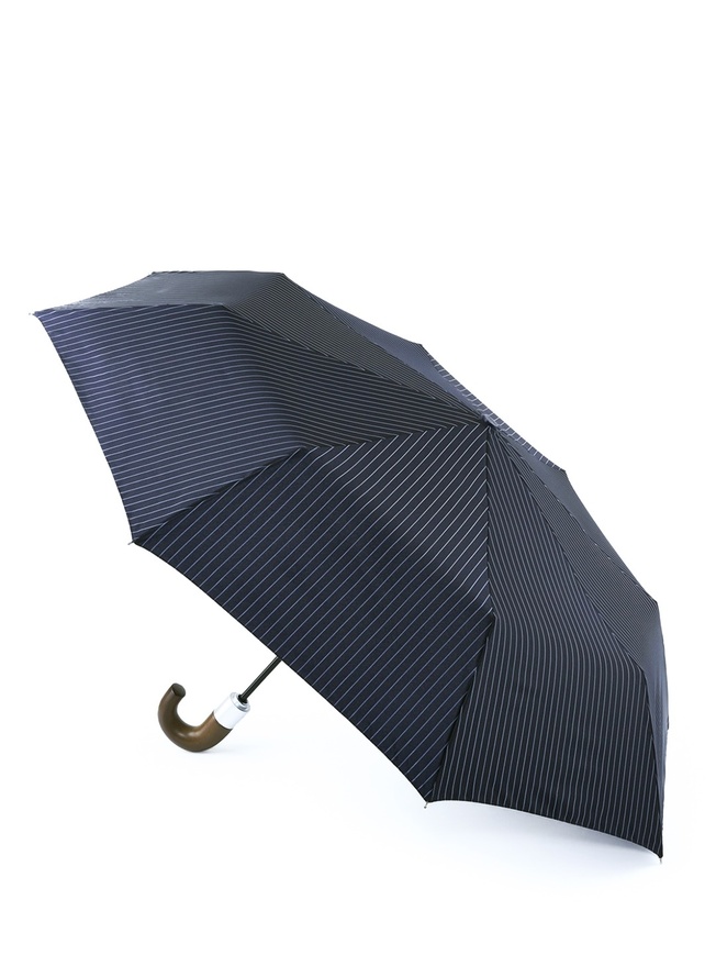 Мужской зонт-автомат синий с бледно-голубыми полосками 