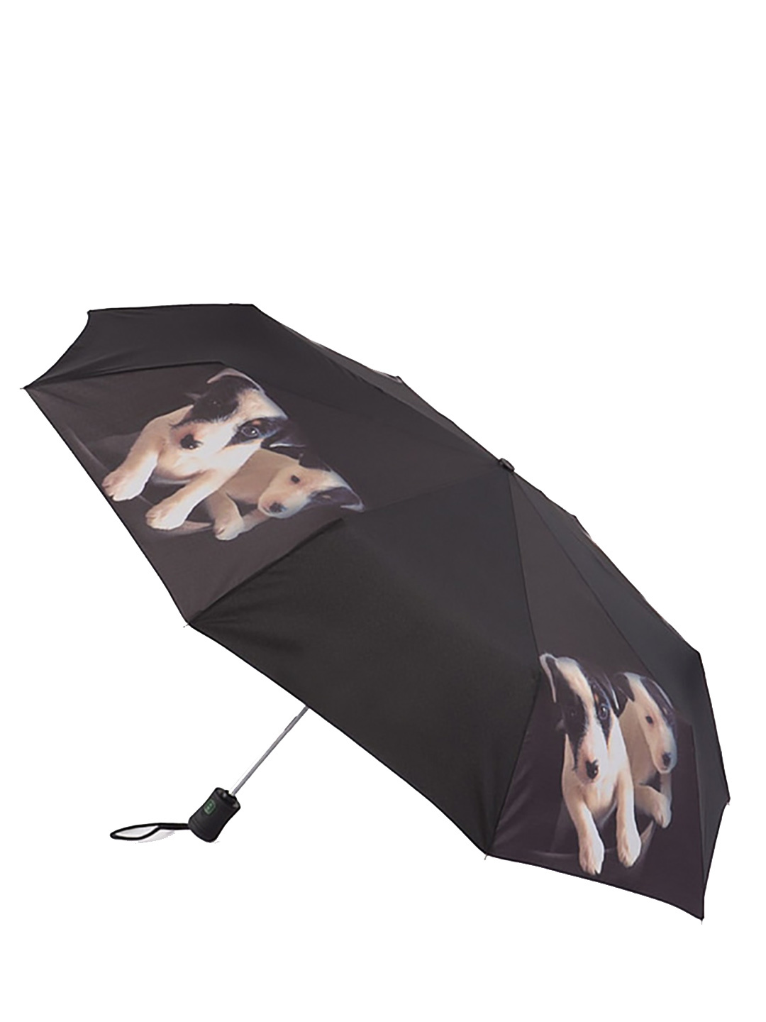 Фото Женский зонт-автомат с принтом двух щенков 