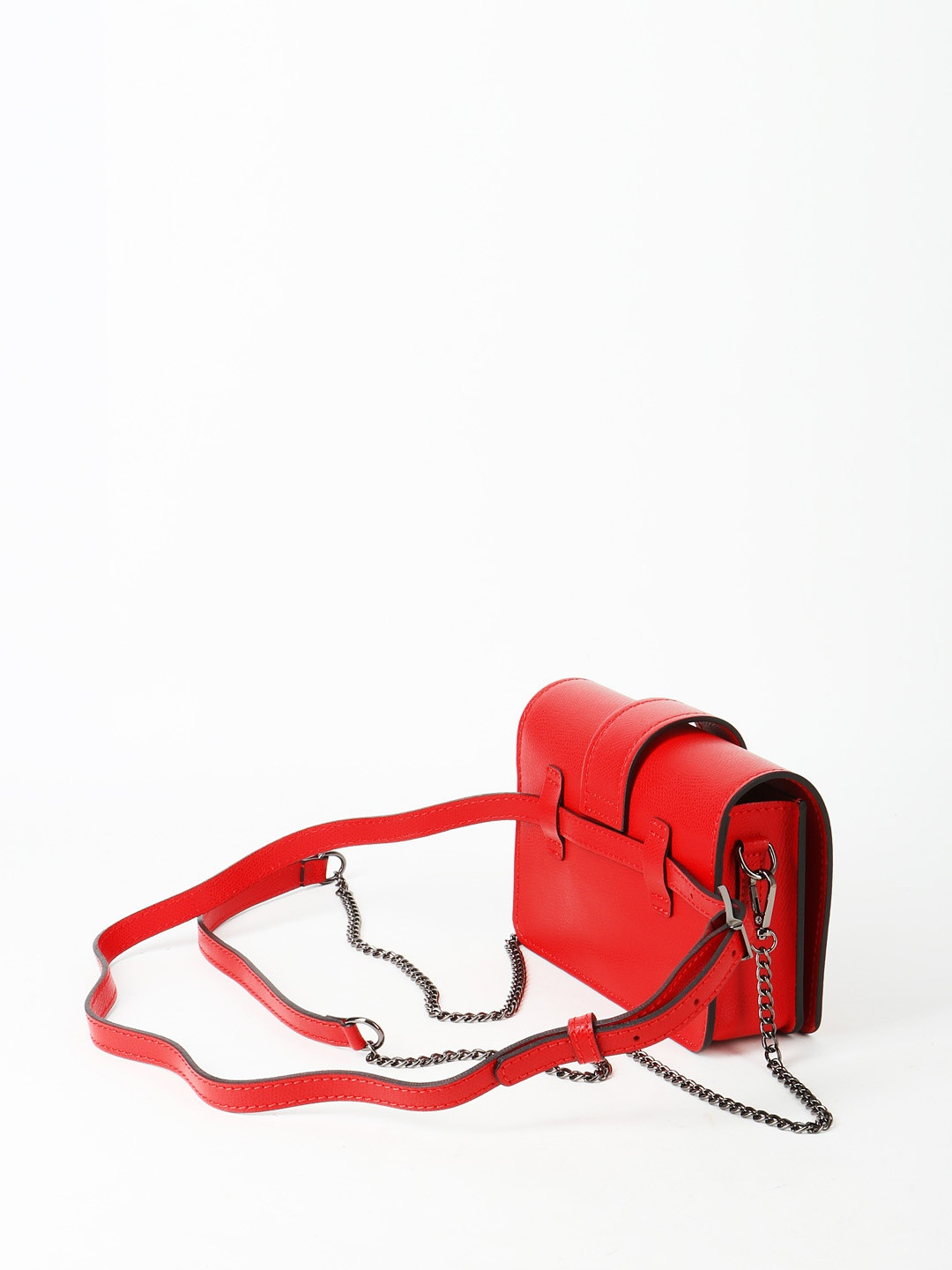 Фото Женская поясная сумка-бельтбэг из плотной кожи красного цвета Сумки на пояс