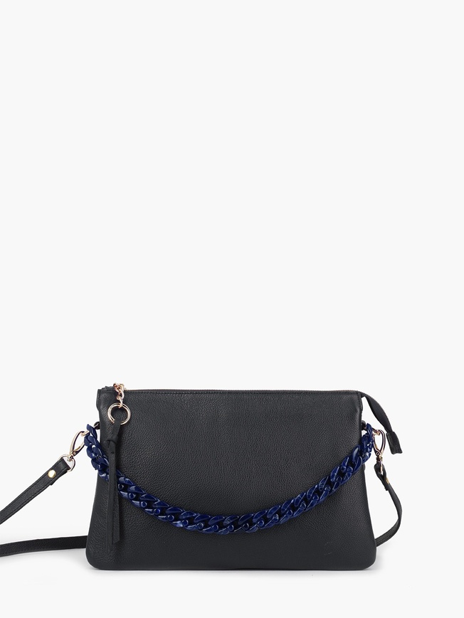 Женская сумка клатч из зернистой кожи синего цвета