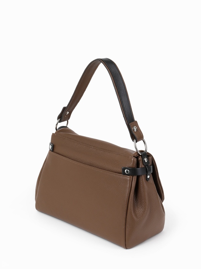 Женская сумка с одной ручкой из мягкой кожи с перекидным клапаном