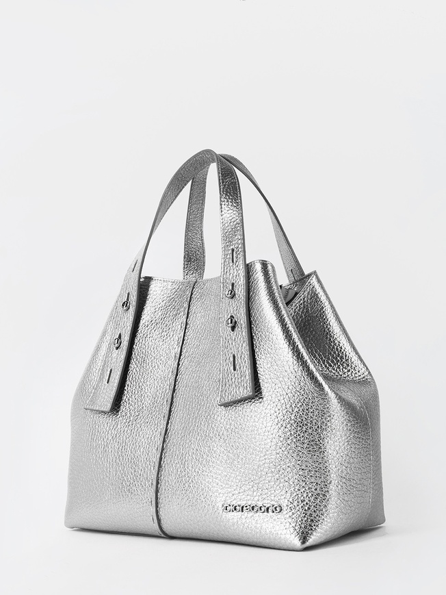 Женская сумка-трансформер из мягкой металлизированной кожи