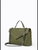 Женская сумка-флэп из стеганой кожи оливкового цвета с ручками на цепочках