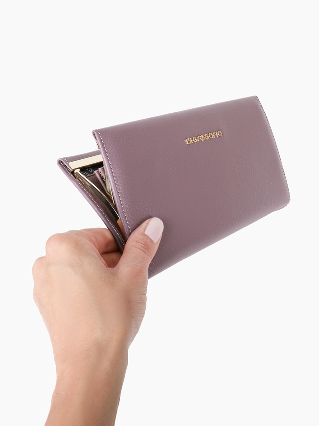 Cтильный женский кошелек из натуральной кожи на золотистой клипсе