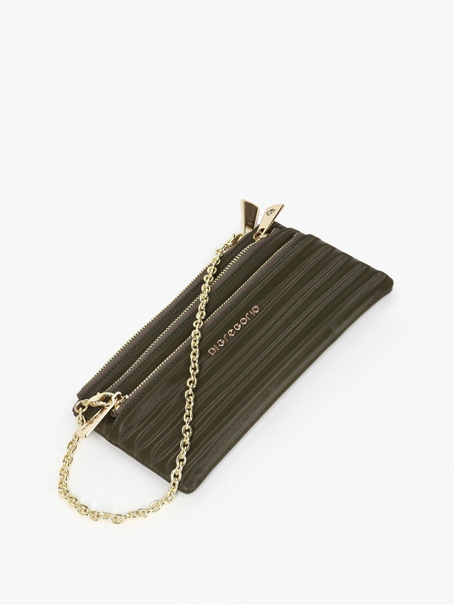 Женский кошелек-клатч с выделкой под кожу ската с золотистой цепочкой-браслетом