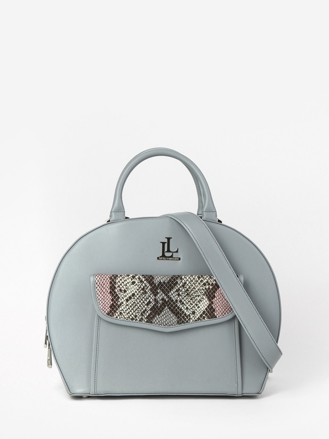 Женская сумка полукруглой формы из комбинированной кожи с тиснением под питона