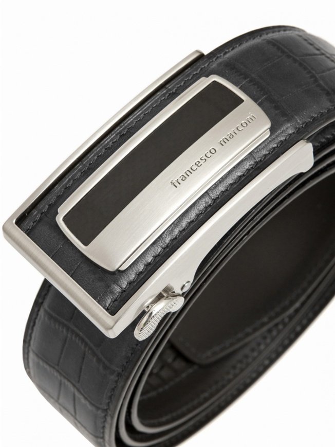 Мужской ремень-автомат из плотной глянцевой кожи под кожу крокодила