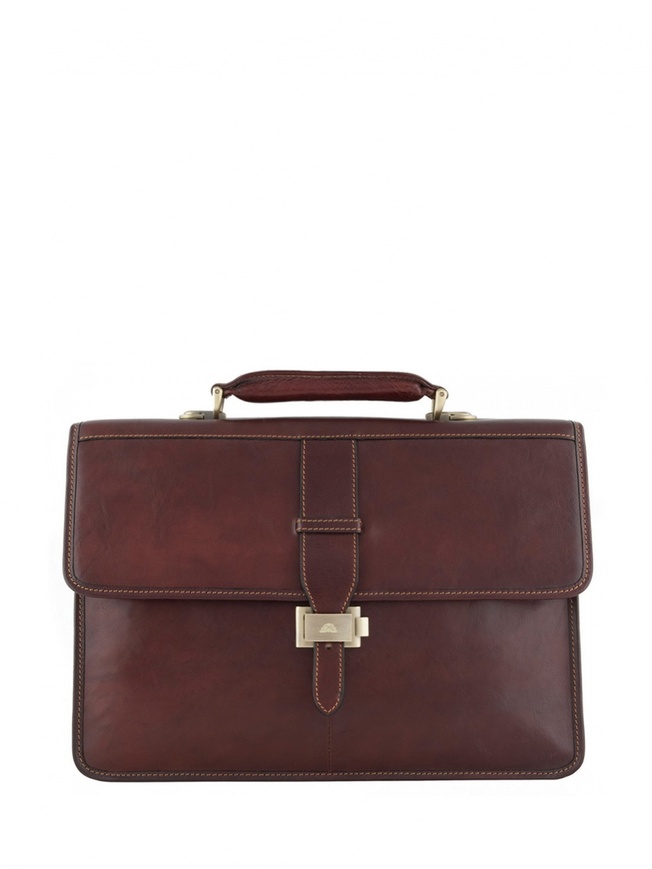 Мужской портфель из премиальной коричневой кожи 