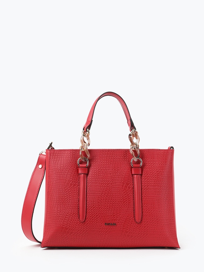 Женская сумка-тоут из натуральной кожи под рептилию