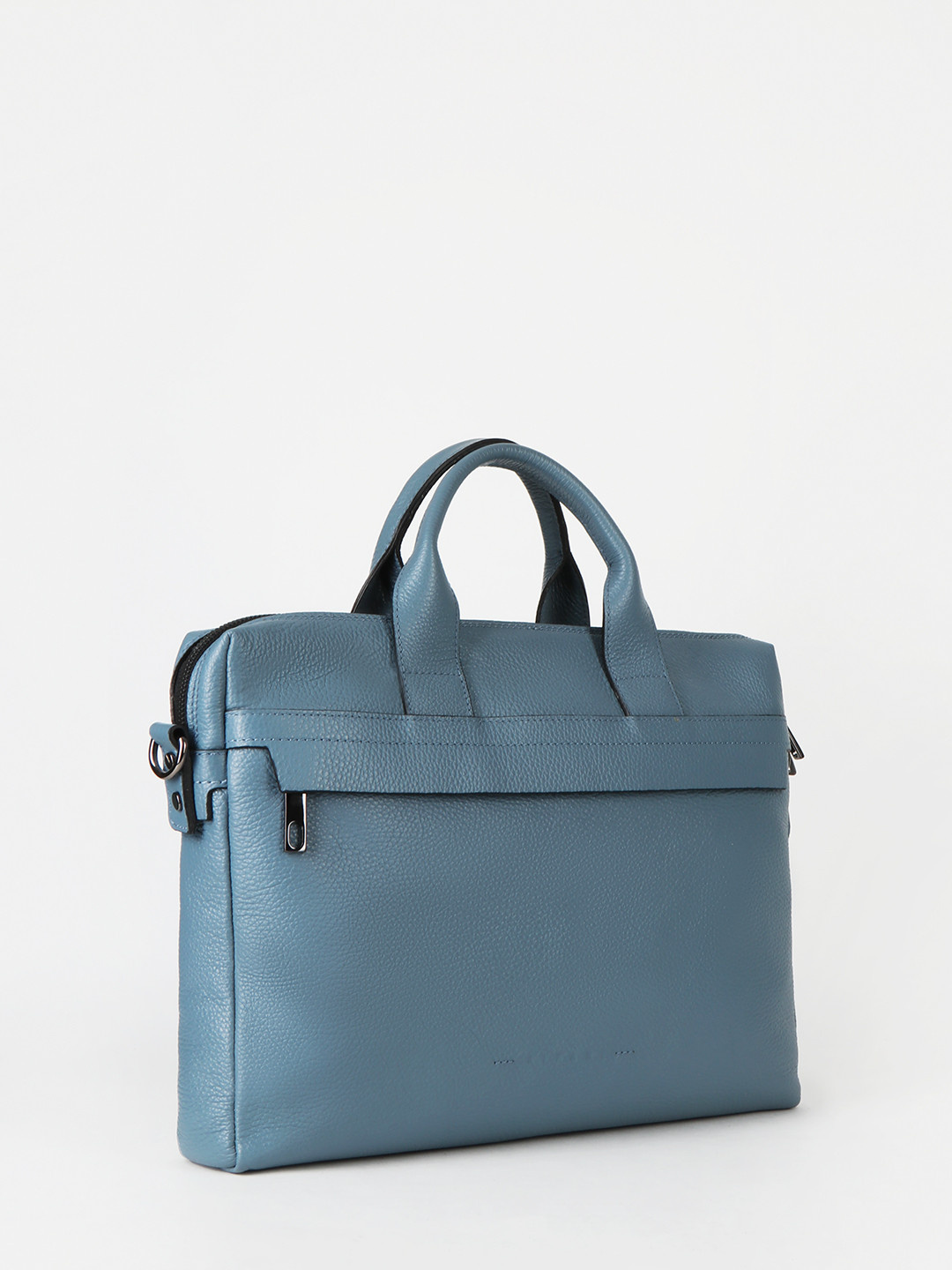 Фото Деловая сумка из зернистой кожи голубого цвета Деловые сумки