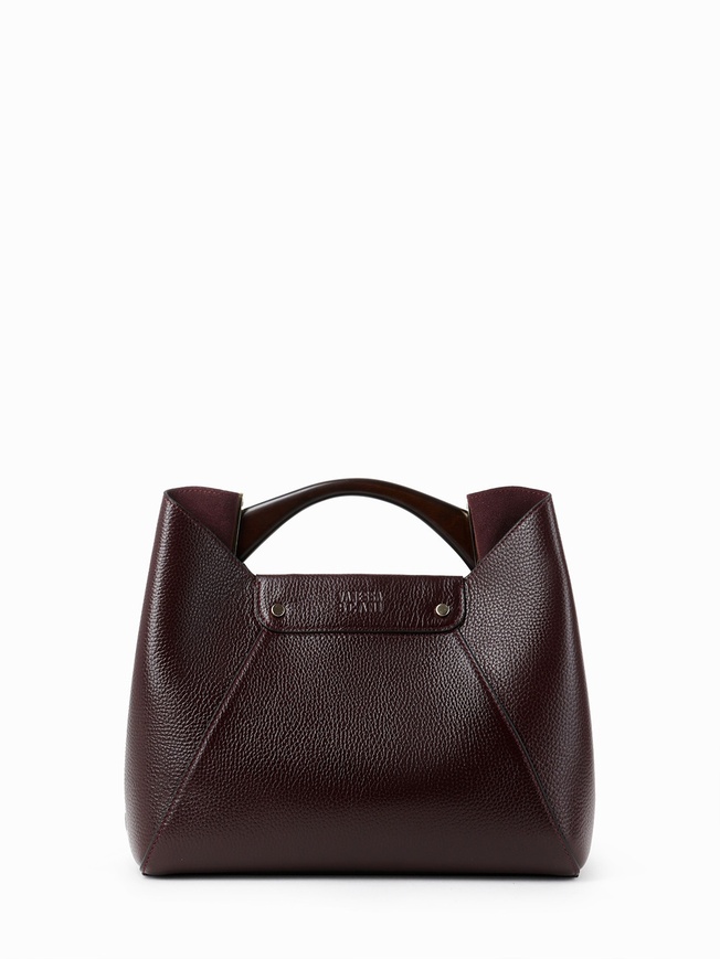 Женская кожаная сумка с деревянной ручкой