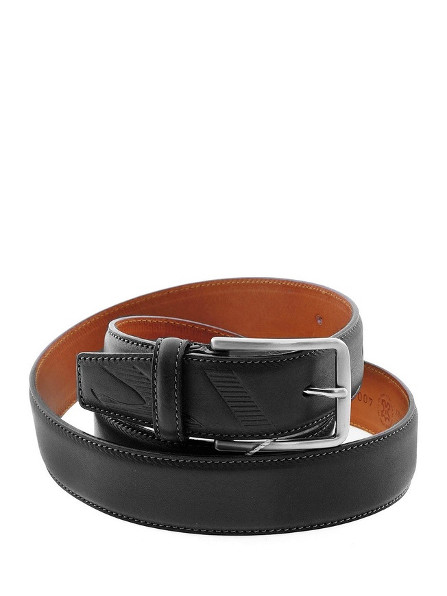 Мужской брючный ремень из гладкой кожи с орнаментом коллекции 