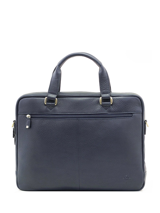 Мужская деловая сумка из натуральной кожи с внешним карманом на молнии