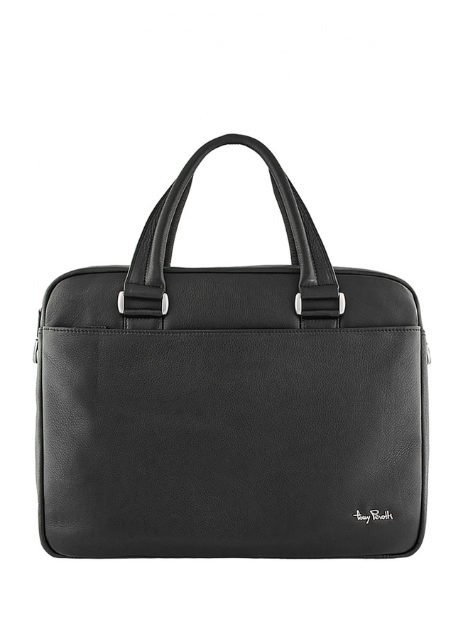 Мужская деловая сумка из черной мягкой кожи коллекции 