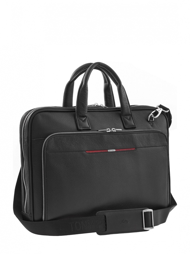 Мужская бизнес-сумка из мягкой черной кожи из коллекции 