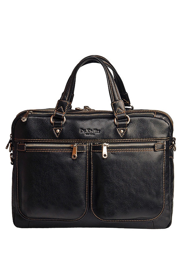 Мужская деловая сумка из натуральной кожи со съемным плечевым ремнем