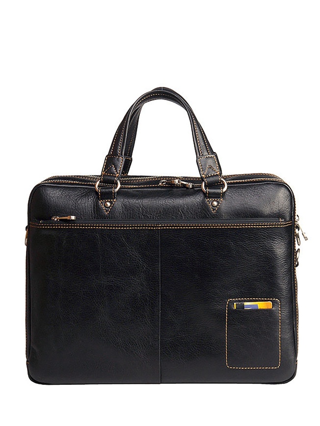 Мужская деловая сумка из натуральной кожи со съемным плечевым ремнем