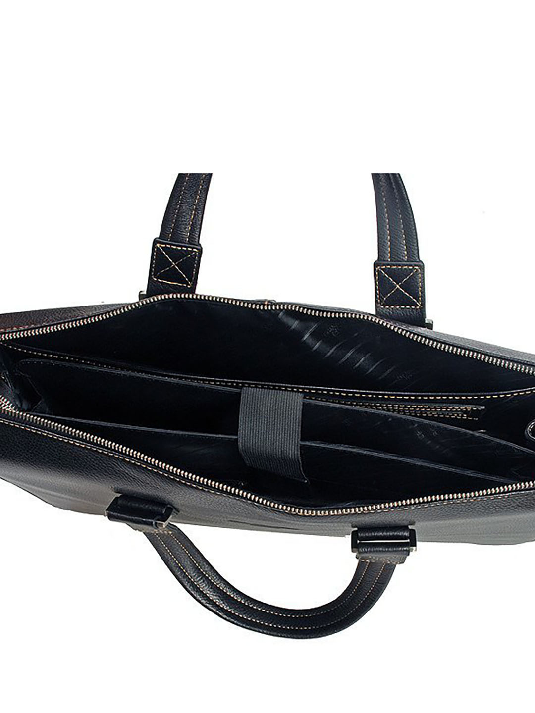 Фото Компактная мужская деловая сумка из натуральной кожи черного цвета Деловые сумки (А4)