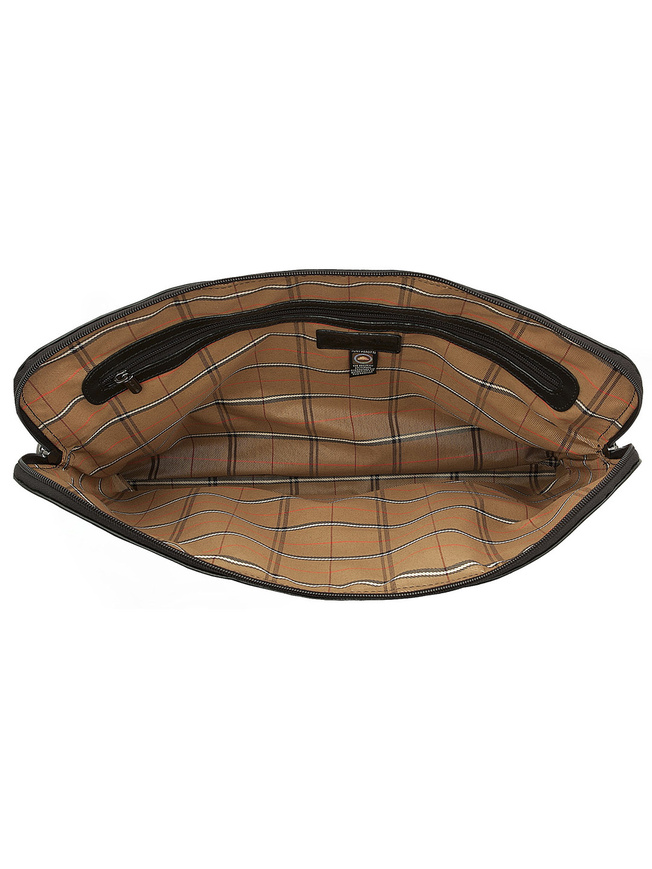 Компактная кожаная сумка формата А4 черного цвета