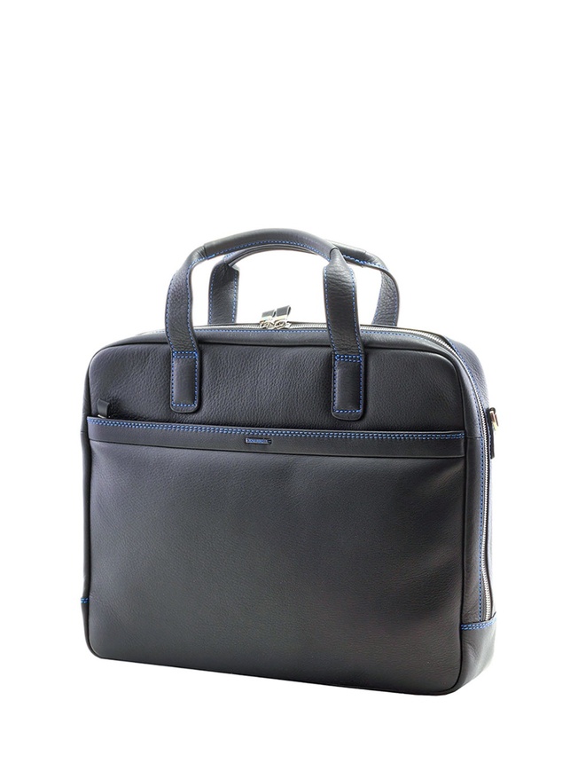 Мужская бизнес-сумка из мягкой черной кожи из коллекции 