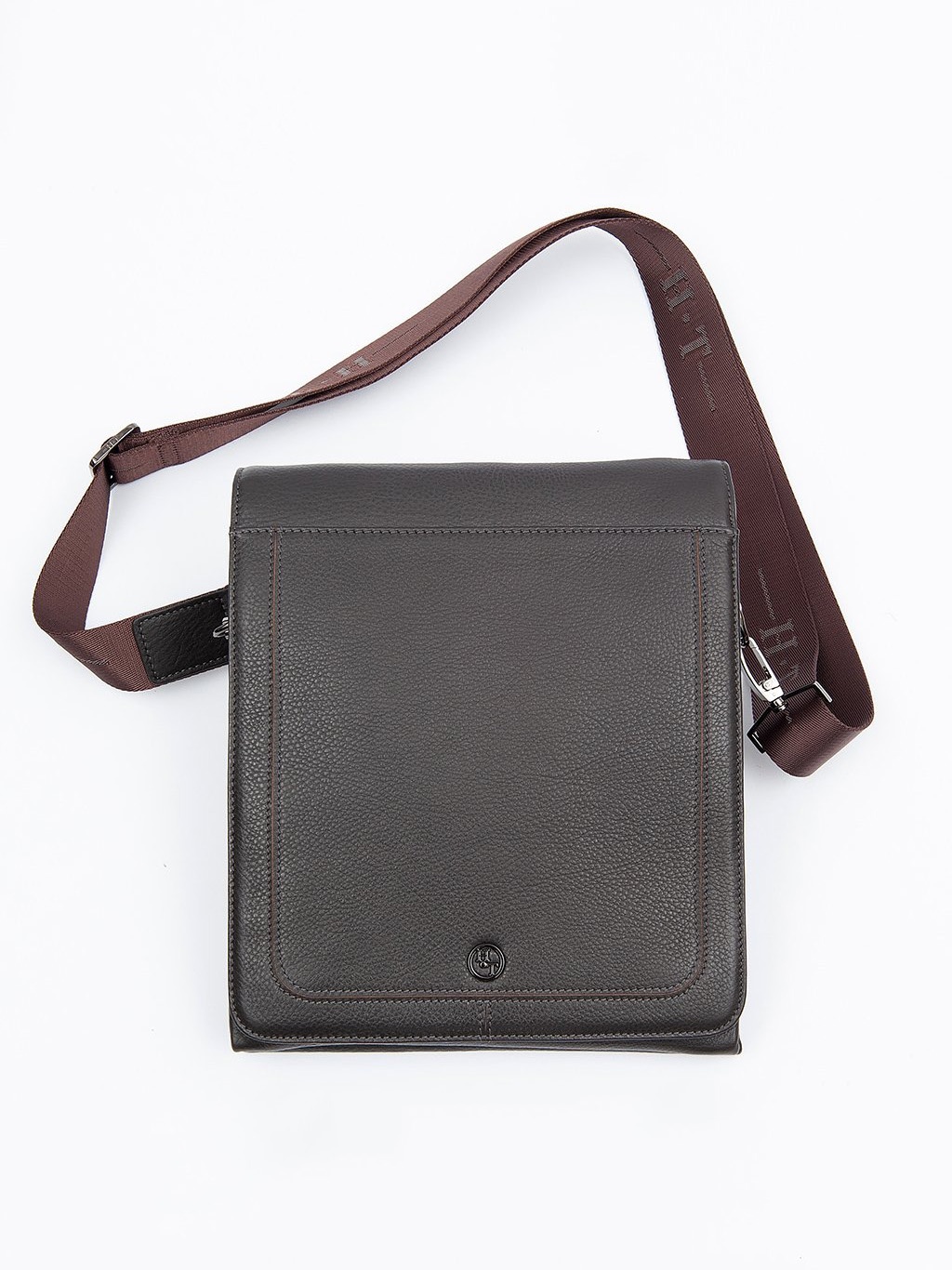 Изображение Кожаная мужская сумка через плечо коричневого цвета Hight Touch 5346-3 brown Фото Кожаная мужская сумка через плечо коричневого цвета Сумки через плечо