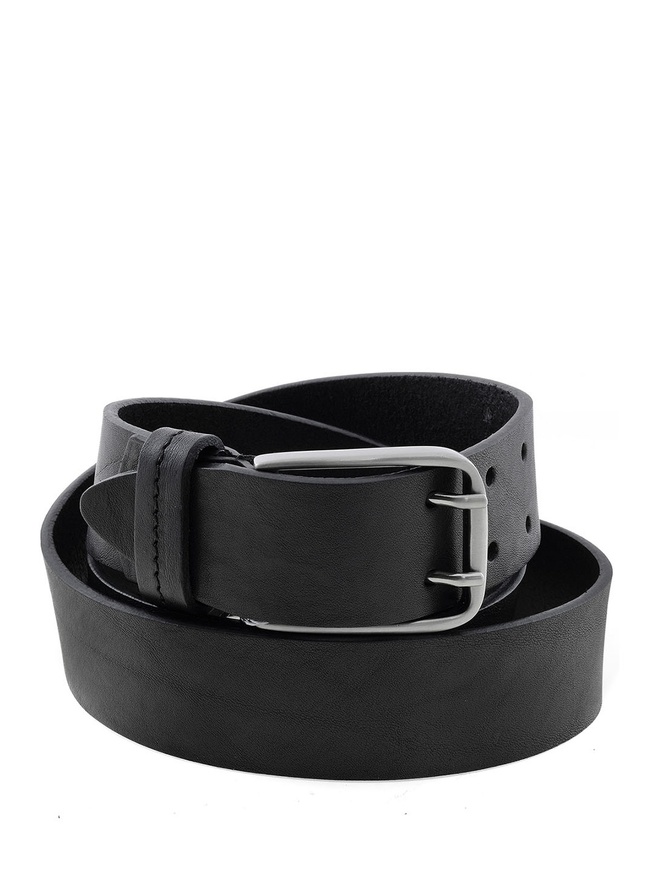 Широкий мужской ремень для джинс из натуральной гладкой кожи с матовой пряжкой