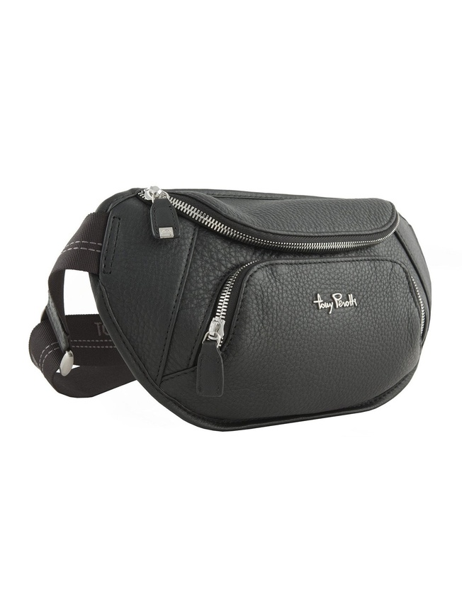 Поясная сумка из натуральной кожи черного цвета