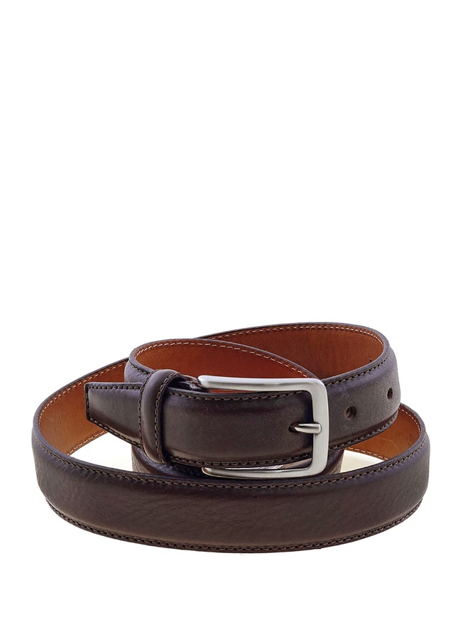 Мужской брючный ремень из матовой коричневой кожи коллекции 