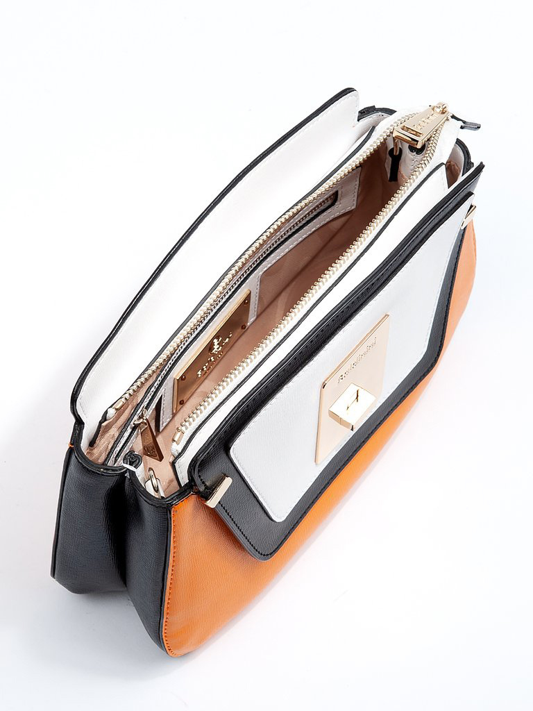 Изображение Сумка кросс-боди в стиле колорблок Baldinini 670461 papaya bianco nero Фото Сумка кросс-боди в стиле колорблок Сумки кросс-боди