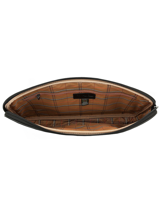 Вместительная кожаная сумка формата А4 черного цвета